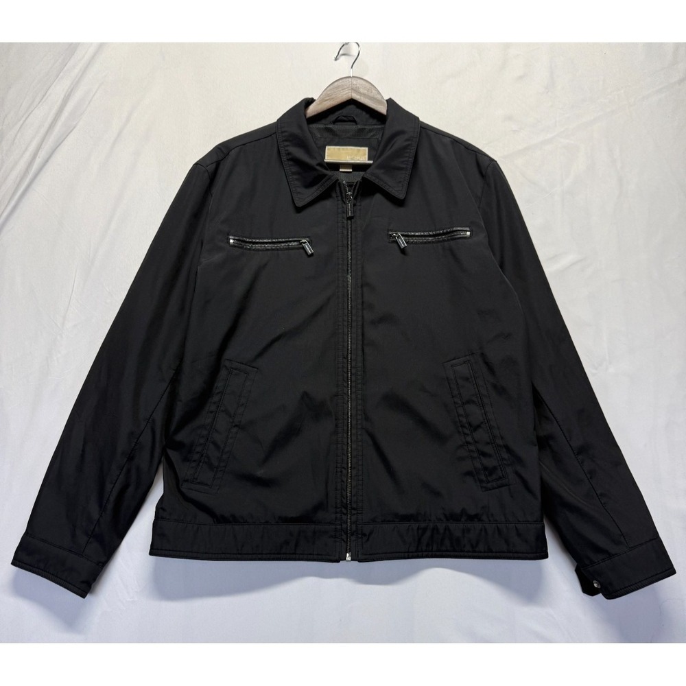 Michael‎ Kors Harrington Jacket Mens Large Black Mesh Lined Full Zip Windbreaker